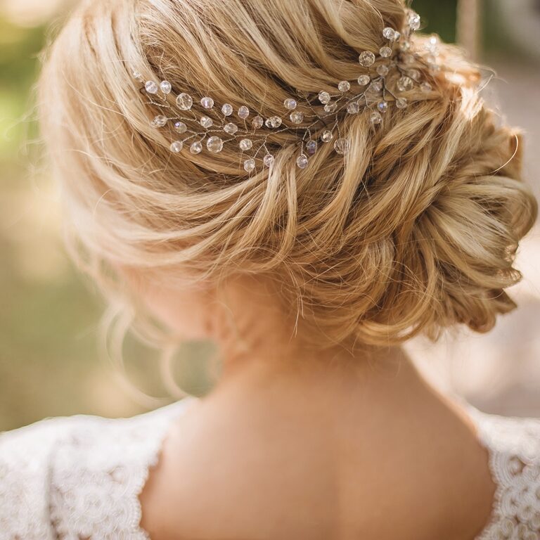 Hair do with an elegant bridal hair accessorie